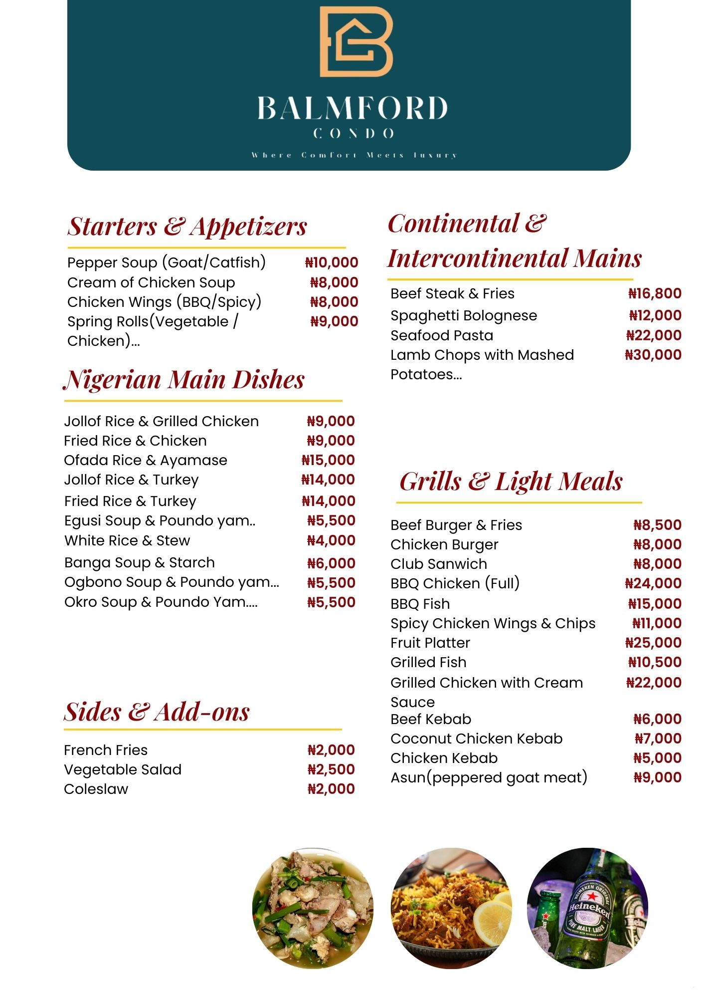 Food menu page 1
